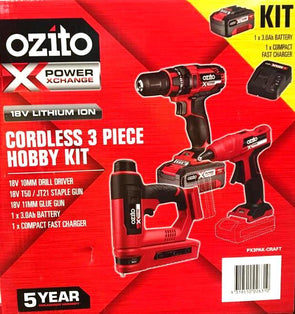 Ozito 3 Piece 18V CORDLESS 3 Tools Kit Power X Change PX3PAK-CRAFT