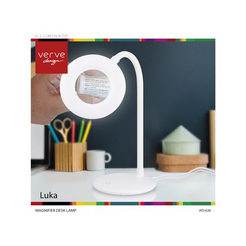 Verve Design 230lm LUKA MAGNIFYING DESK LAMP/Flexible Gooseneck