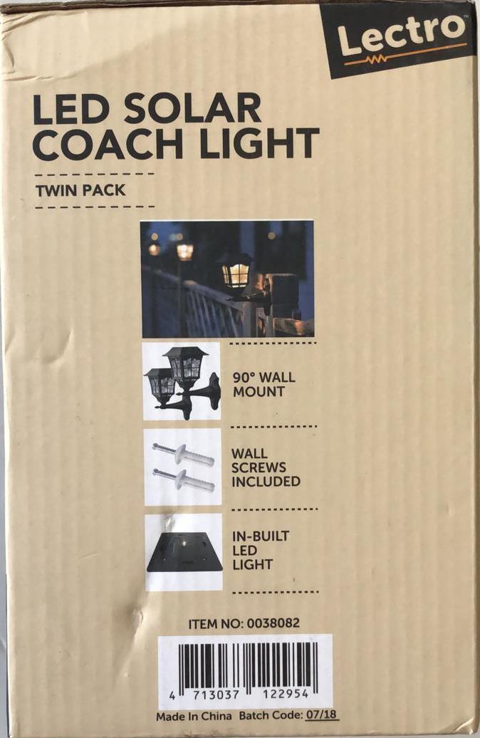Lectro LED Solar Coach Light / Black - TheITmart