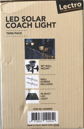 Lectro LED Solar Coach Light / Black