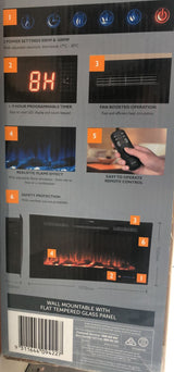 Arlec 1600W Remote Control Fireplace Glass Heater with Timer