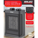 Arlec 1500W Black Portable Ceramic Fan Heater / 2 Power Settings/ Overheat Protection - TheITmart