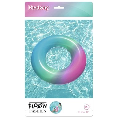Bestway 91cm Rainbow Inflatable Pool Ring / Safety Valve