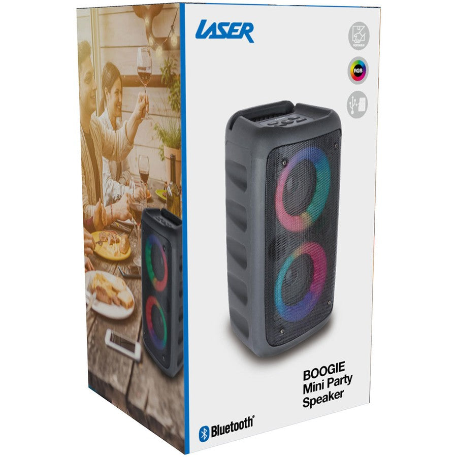 Laser Liquid LED Party Speaker- Black / FM Radio/ USB and Micro SD Card Ports