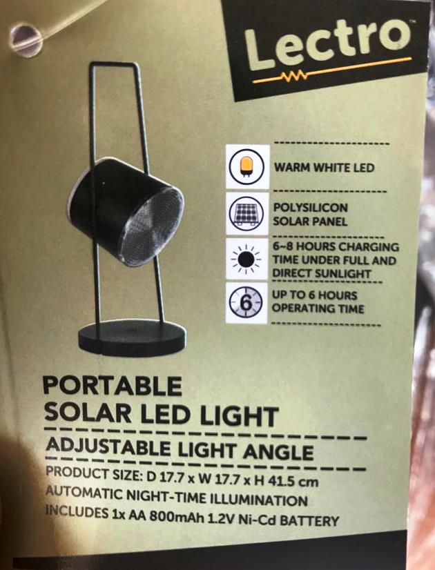 Lectro Portable Solar Warm White LED Light with 6 Hours Operating Time &  Adjustable Light Angle - TheITmart