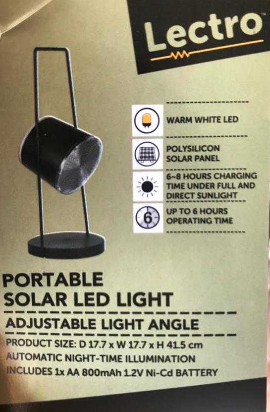 Lectro Portable Solar Warm White LED Light with 6 Hours Operating Time &  Adjustable Light Angle - TheITmart