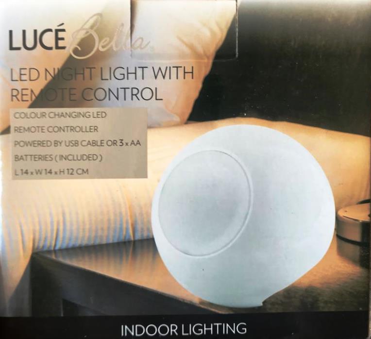 Luce Bella Night Light with Colour Changing LED & Remote Control - TheITmart