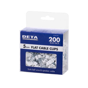 DETA 5mm White Flat Cable Clips - 200pk/Suits DIY & Trades/Durable material