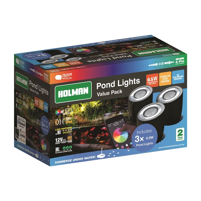 Holman RGB Colour Pond Light - 3 Pack - TheITmart