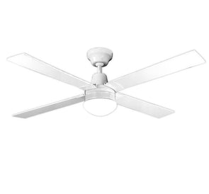 Arlec CSF122WO 120cm White 4 Blade Ceiling Fan with Oyster Light