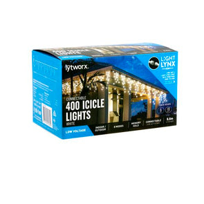 Lytworx White 400 LED 5.5m Connectable Icicle Lights 8 Function