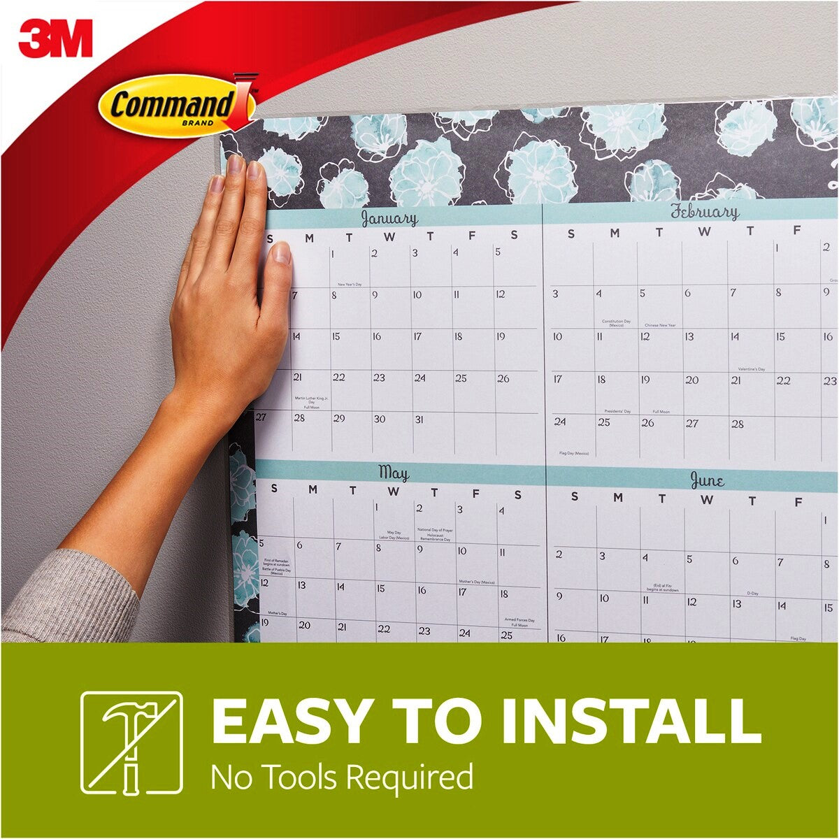 3M Command Adhesive Poster Strips 12 Pack - White