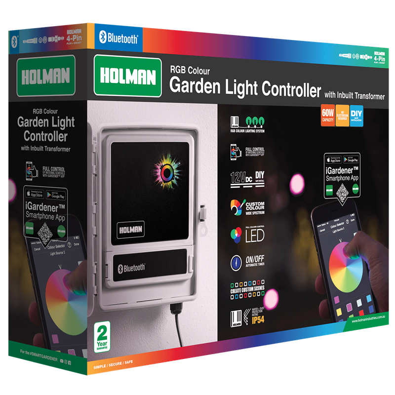 Holman RGB Colour Bluetooth Garden Light Controller with Inbuilt Transformer