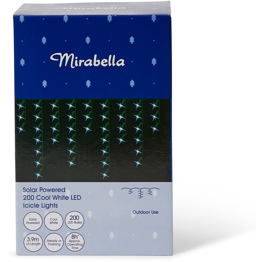 Mirabella Christmas Solar Powered 200 LED Icicle Lights - White - TheITmart