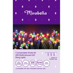 Mirabella Christmas Low Voltage Extension 200 LED String Lights - Multicoloured