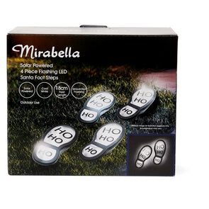 Mirabella Christmas Solar Powered LED Flashing Santa Foot Steps 4 Piece Set