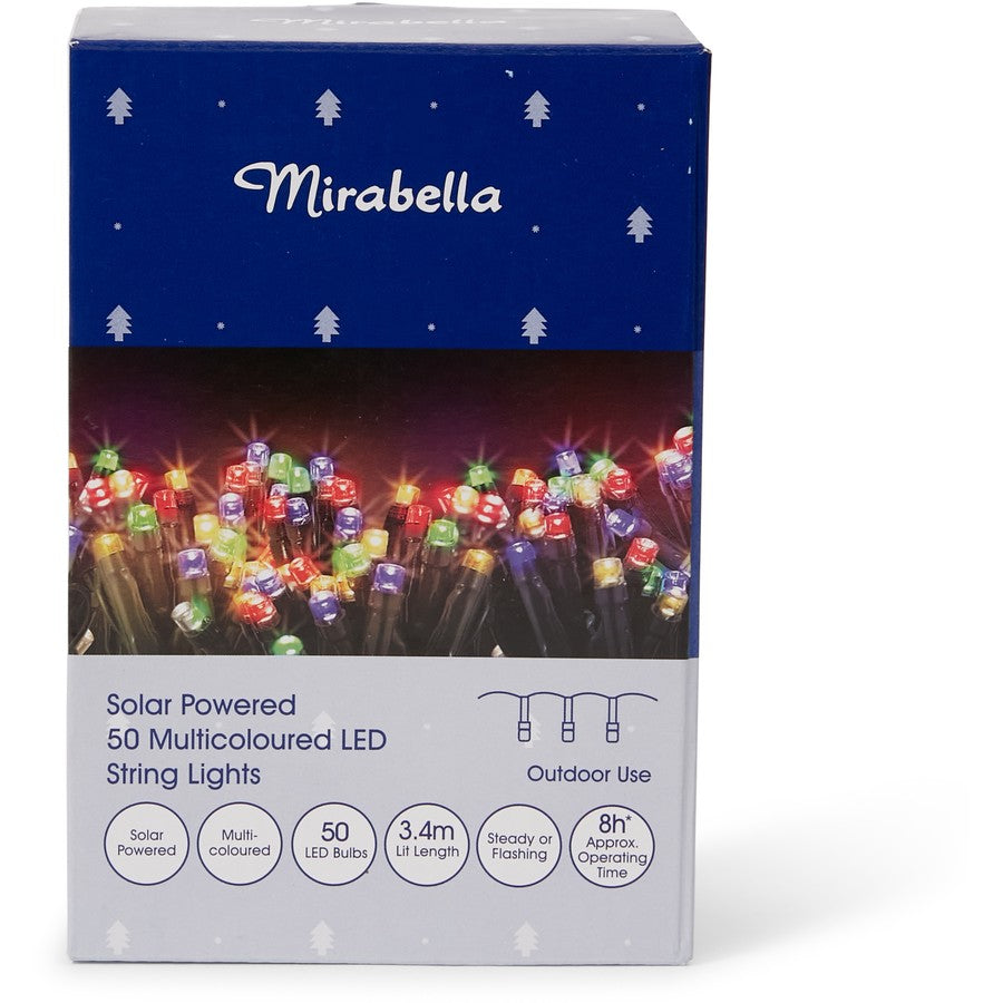 Mirabella Christmas Solar Powered 50 LED String Lights  - Multicoloured