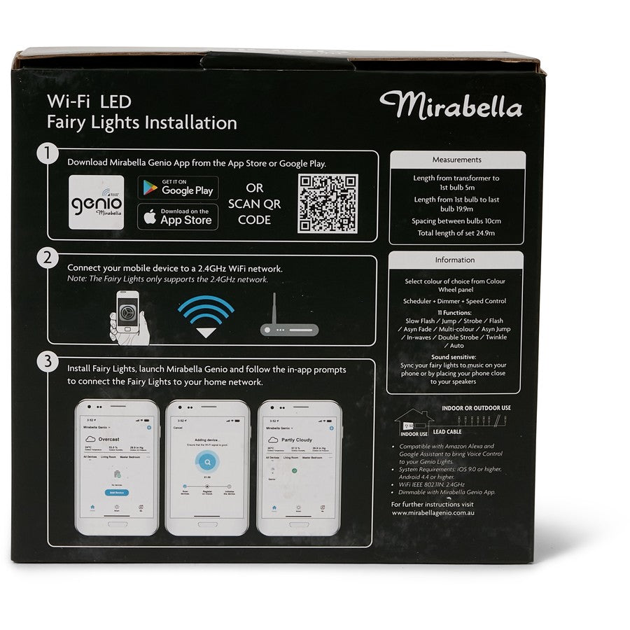 Mirabella Christmas Genio Wi-Fi 200 LED Colour Wheel Fairy Lights - Multi - TheITmart