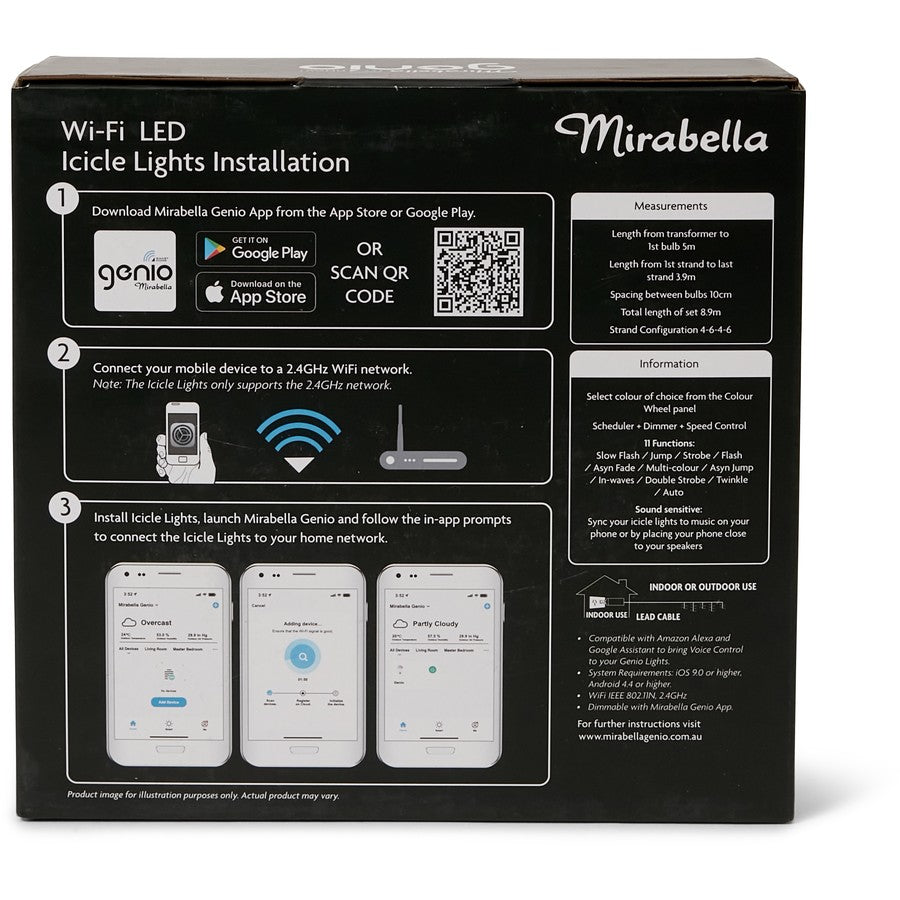 Mirabella Christmas Genio Wi-Fi 200 LED Colour Wheel Icicle Lights - Multi - TheITmart