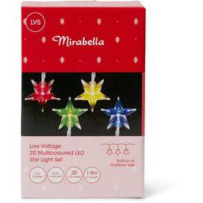 Mirabella Christmas Low Voltage 20 LED Star Light Set - Multicoloured