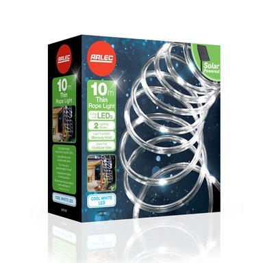 Arlec 10m Cool White Solar Powered Thin LED Rope Light - TheITmart
