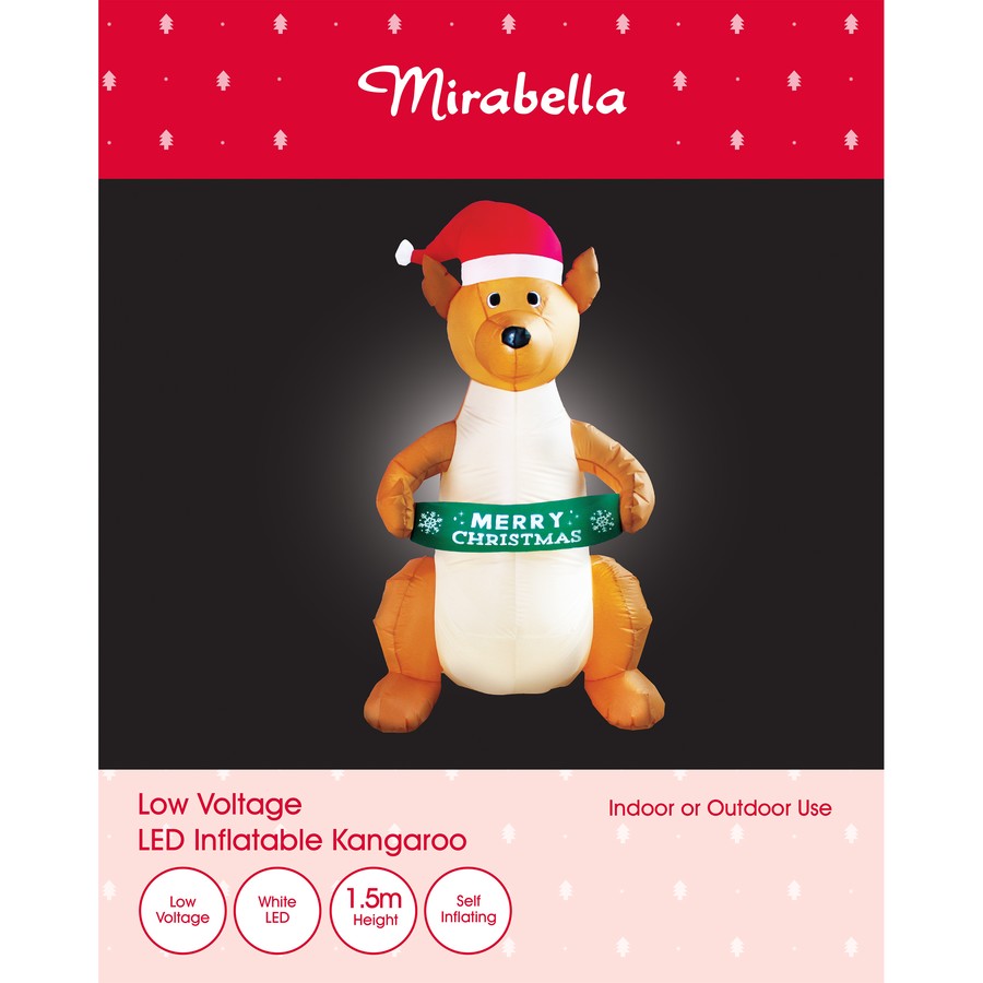Mirabella Christmas 1.5m Low Voltage Festive Inflatable Kangaroo