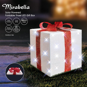 Mirabella Solar Powered Foldable Tinsel LED Gift Box Light