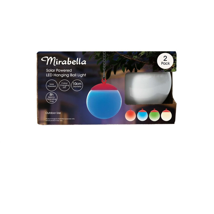 Mirabella Solar Powered LED Hanging Ball Light - 2 Pack