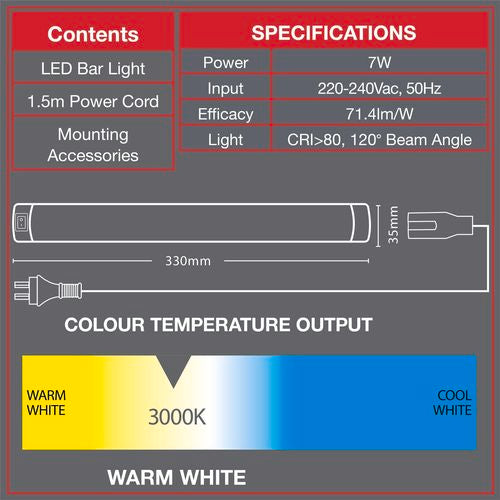 Arlec 7W Aluminium Wide Angle Corner Bar LED Light - TheITmart