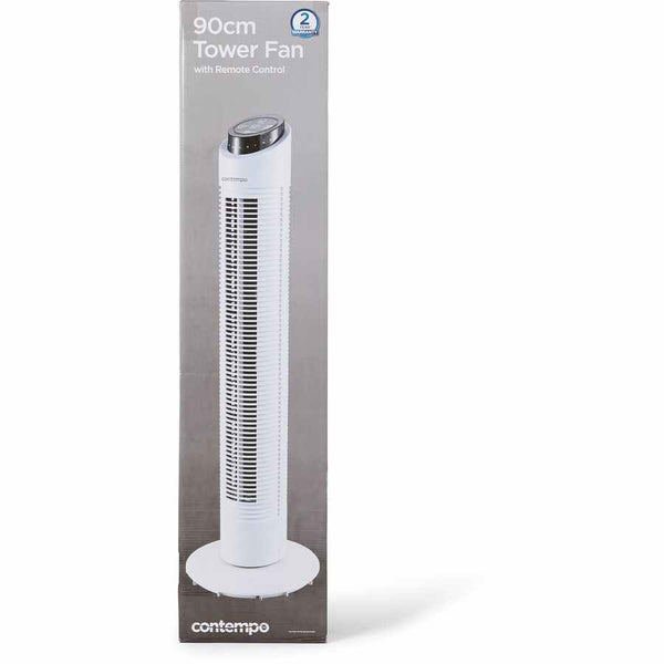 Contempo Tower Fan With Remote 90cm - White
