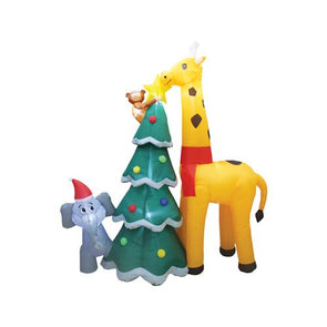 Mirabella Festive 2.4m LED Christmas Tree with Animals Inflatable