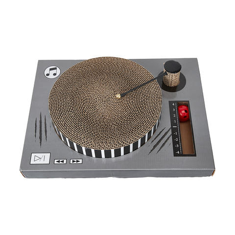 Cat Scratcher Record Player with Teaser - Brown