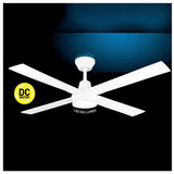 Arlec 120cm White 4 Blade LED Ceiling Fan/ 6 Speed Remote Control/ Reverse Function - TheITmart