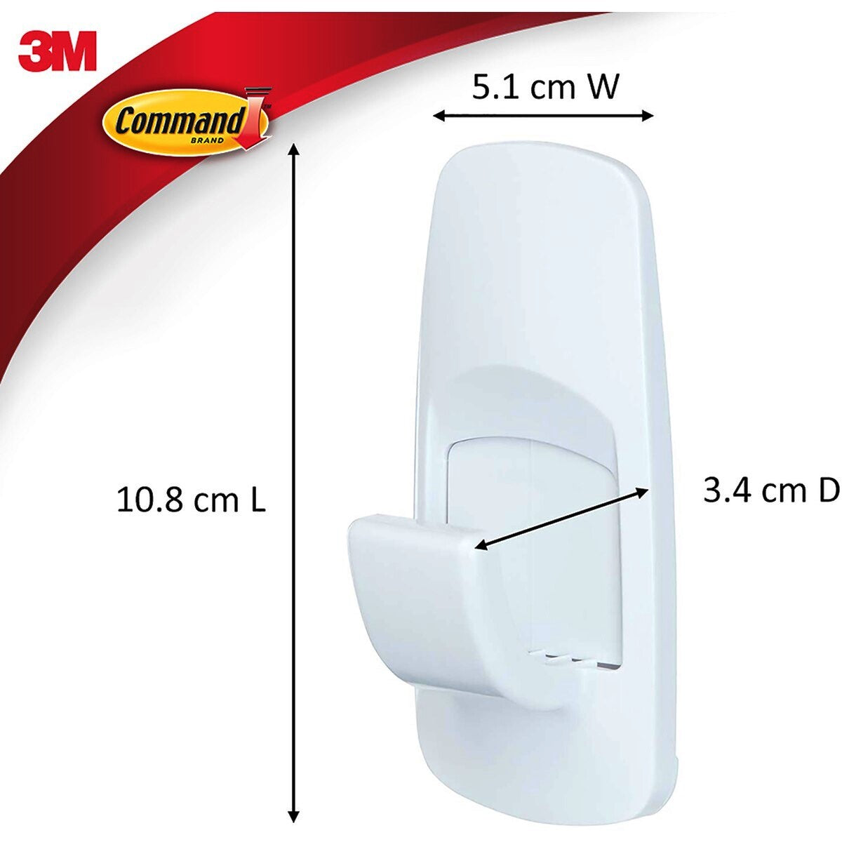 3M Command Adhesive Jumbo Hook 1 Pack - White - TheITmart