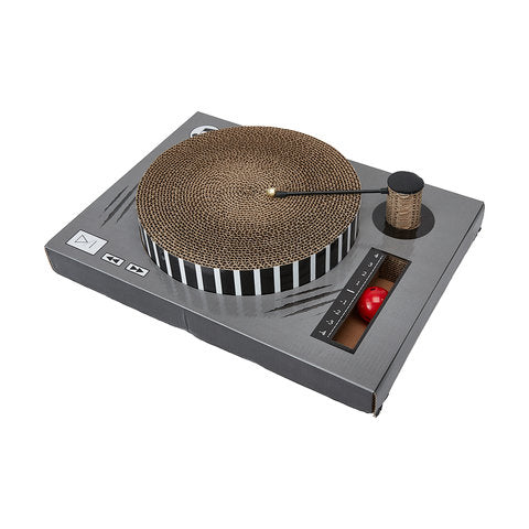 Cat Scratcher Record Player with Teaser - Brown