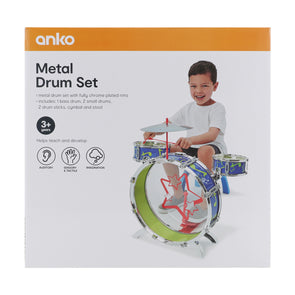Metal Musical Drum Set with Fully Chrome Plated Rims for 3+ years