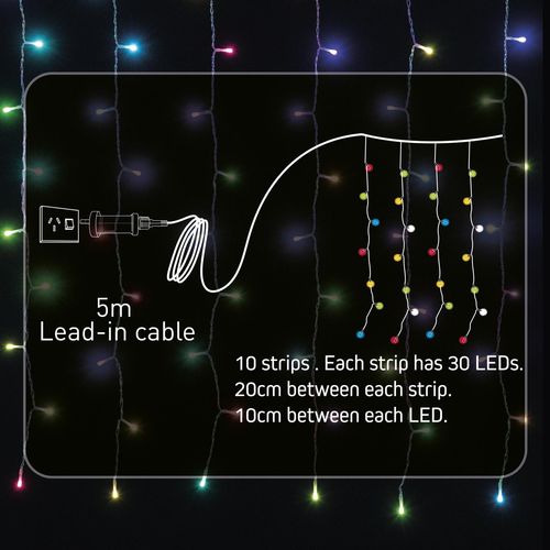Arlec Smart 300 RGB LED Low Voltage Curtain Light / For Indoor & Outdoor