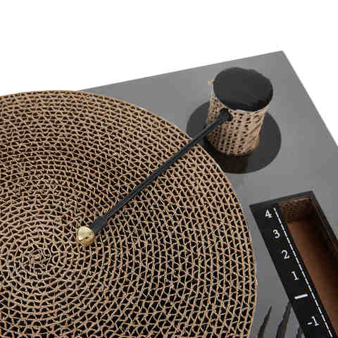 Cat Scratcher Record Player with Teaser - Brown
