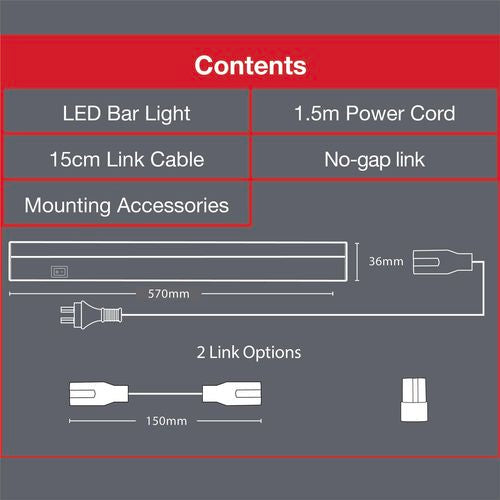 Arlec 57cm 8W Linking Bar Light