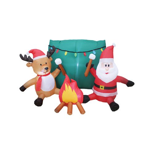 Mirabella Festive Low Voltage 1.8m LED Inflatable Santa & Reindeer Camping