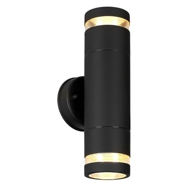 Brilliant Black Cowell Smart Wi-Fi Up / Down Wall Light- Weather Resistant