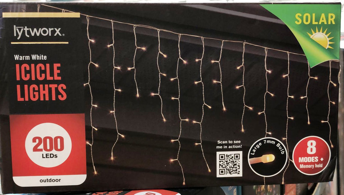 Lytworx Festive 200 LED Warm White Solar Icicle Light - TheITmart