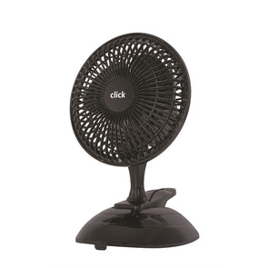 Click 15cm 15W Black Desk Fan With Clip / Adjustable Tilt Head