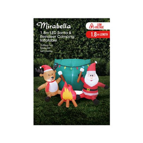 Mirabella Festive Low Voltage 1.8m LED Inflatable Santa & Reindeer Camping