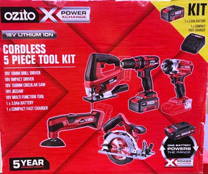 Ozito PX5PAK-300C CORDLESS 5 Piece Tools Kit 18V Power X Change