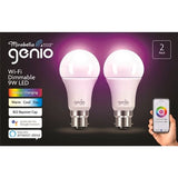 Mirabella 9W 800lm RGB And White Genio Smart Wi-Fi Glass LED BC Light Globe - 2 Pack