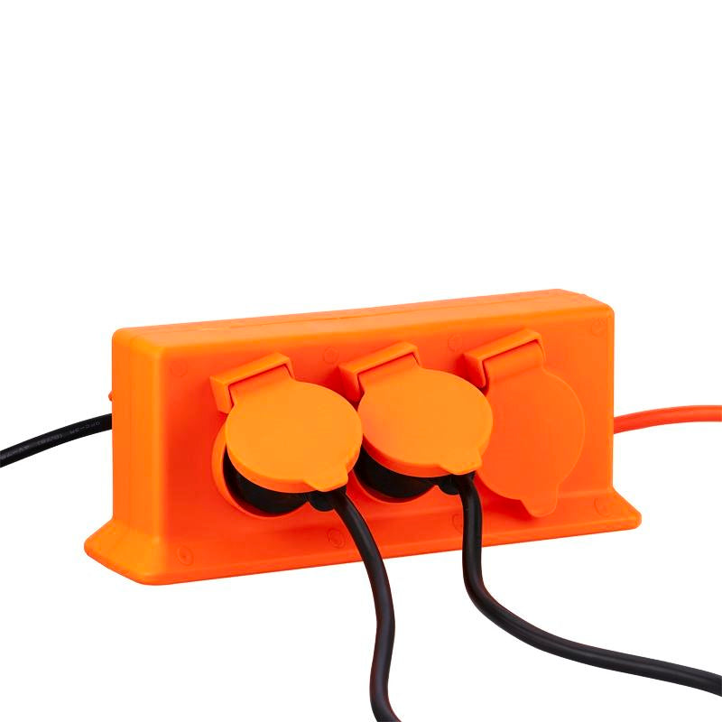 Arlec 2400W IP55 6 Outlet Powerboard - Orange / Overload Protection