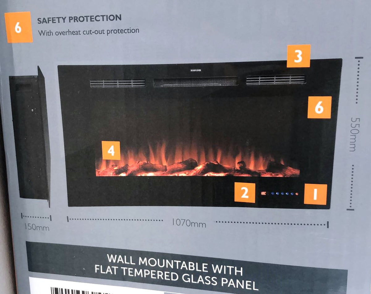 Arlec 1600W Remote Control Fireplace Glass Heater with Timer