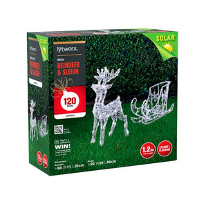Lytworx 120 LED Solar Reindeer & Solar Statue White