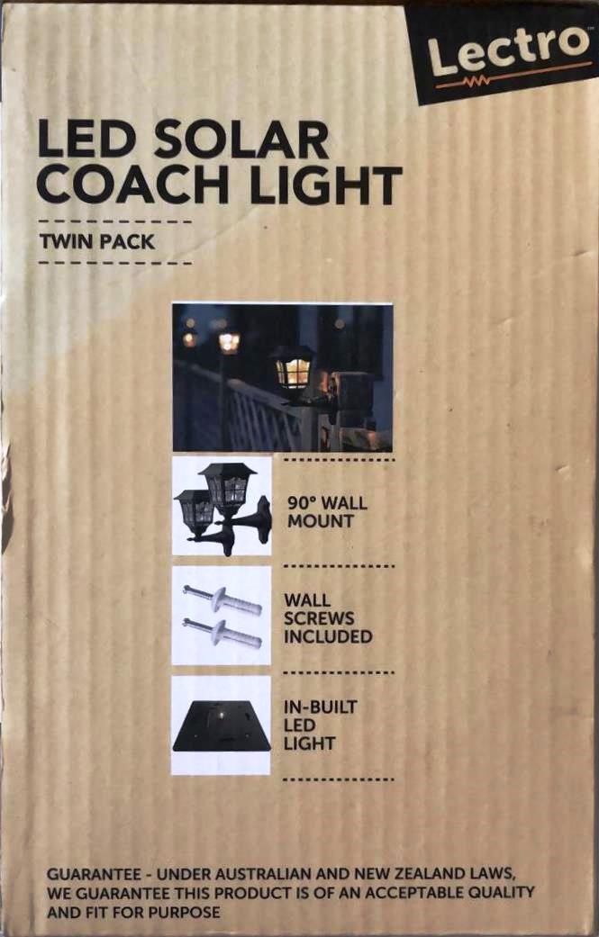 Lectro LED Solar Coach Light / Black - TheITmart